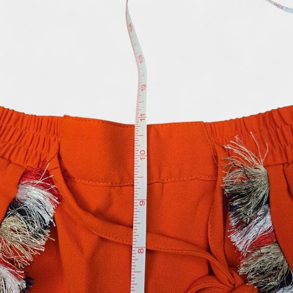 Anthropologie Chloe Oliver Festival shorts Red S Bold Boho Fringe Vacation NWT - Picture 10 of 11